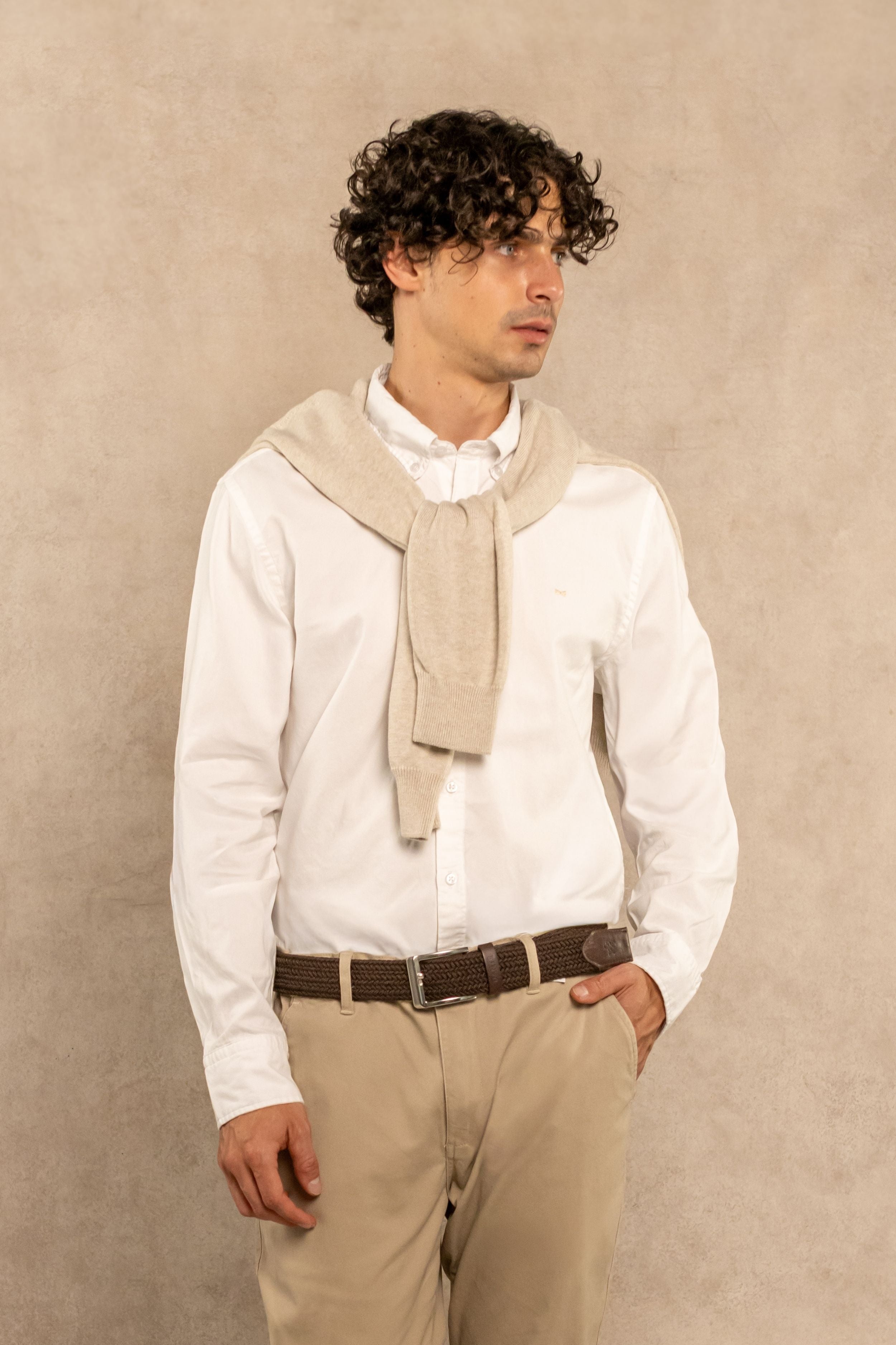 Camisa Antimanchas Oxford Blanco Logo Combinado