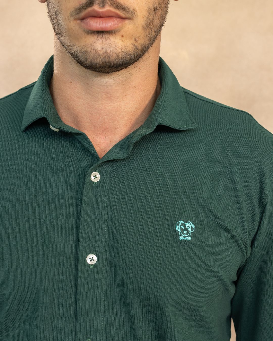 Camisa Antimanchas Piqué Verde Esmeralda