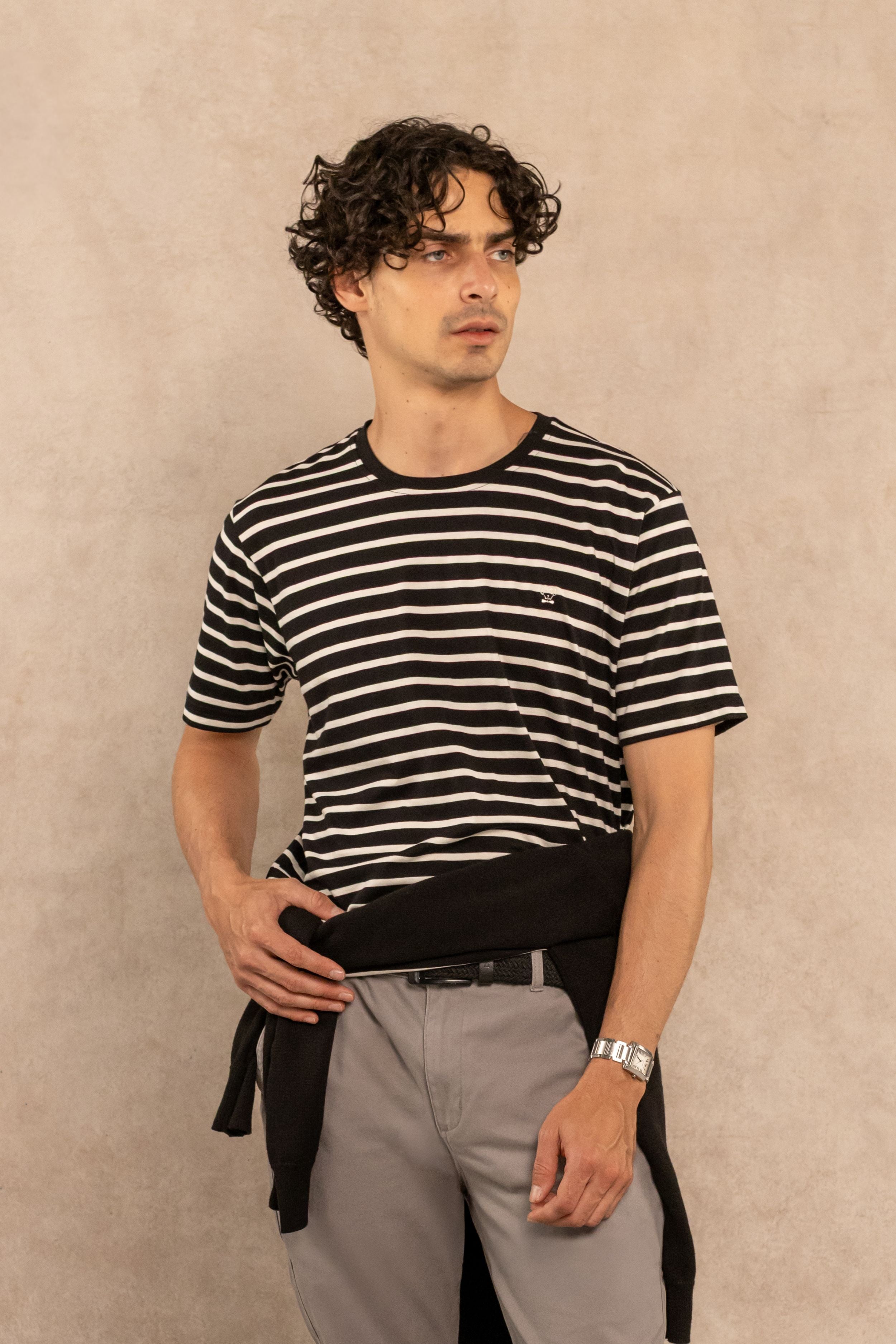 T-shirt Antimanchas Rayas Negro y blanco