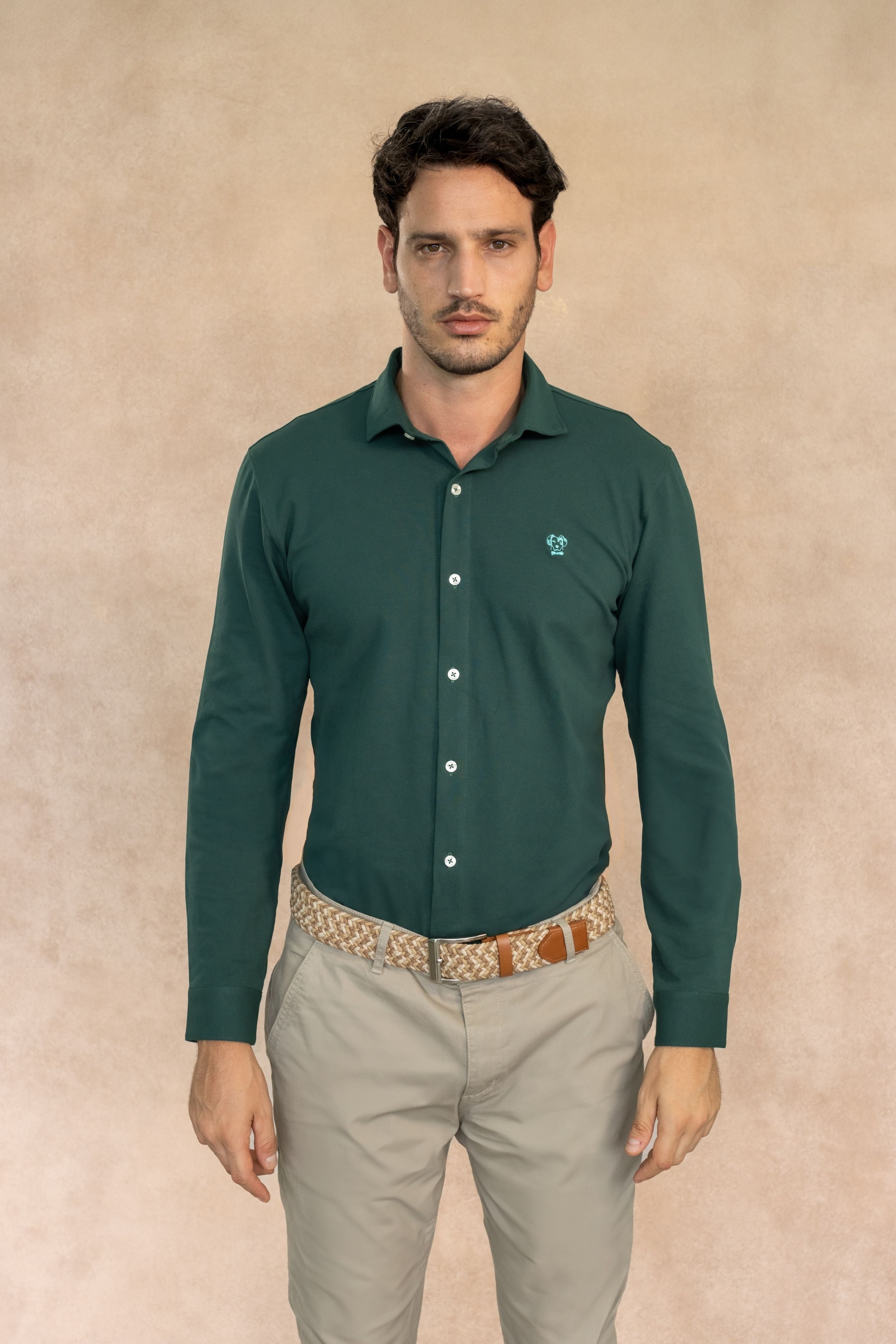 Camisa Antimanchas Piqué Verde Esmeralda
