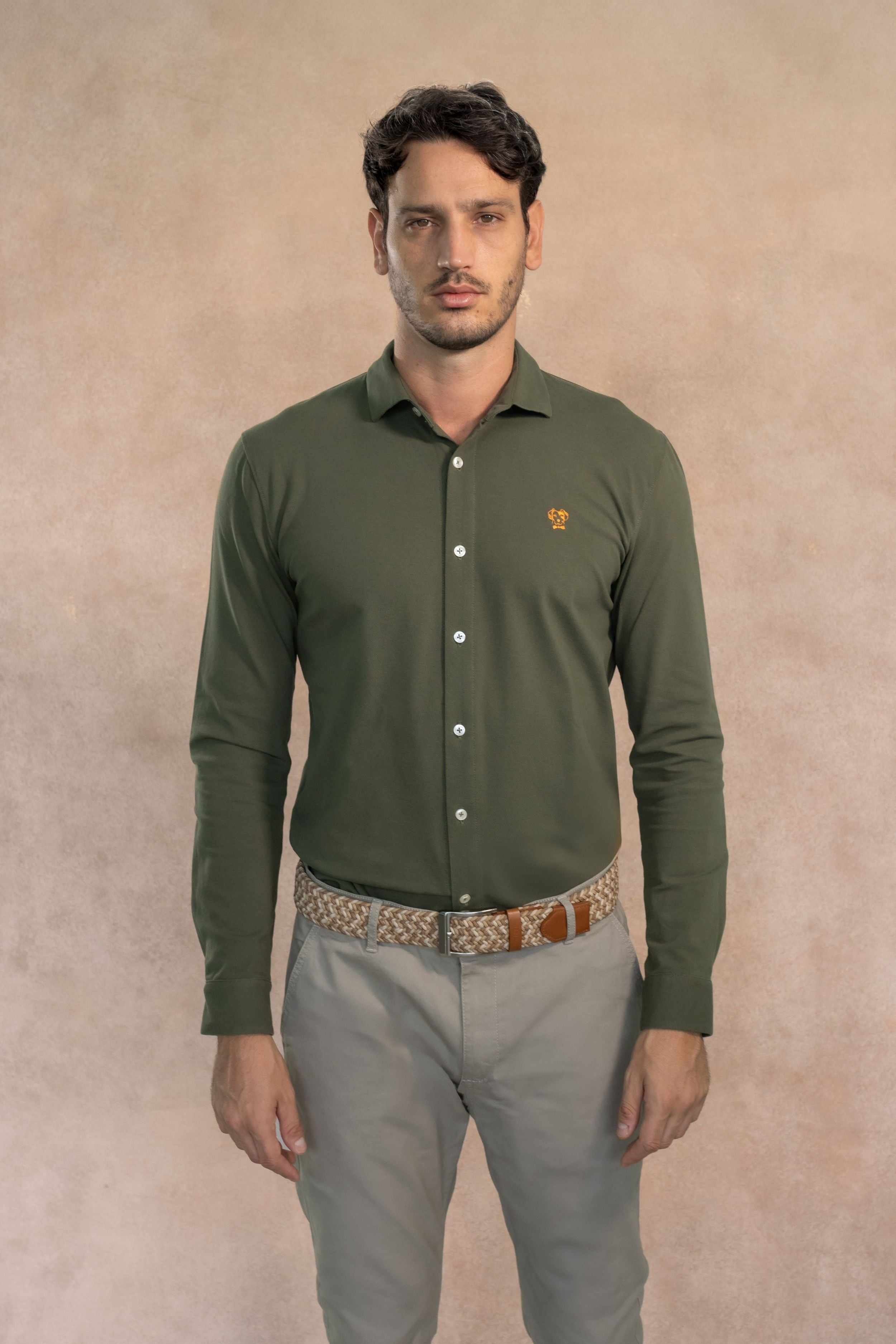 Camisa Antimanchas Piqué Verde Militar