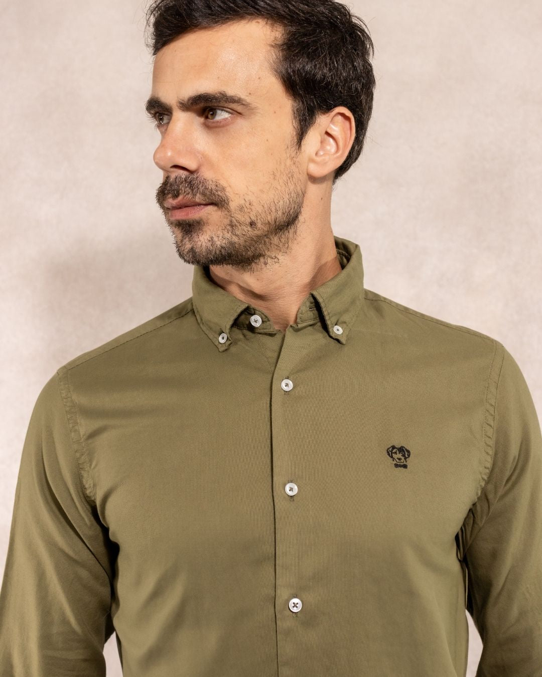 Camisa Antimanchas Oxford Verde Militar - Talla Regular