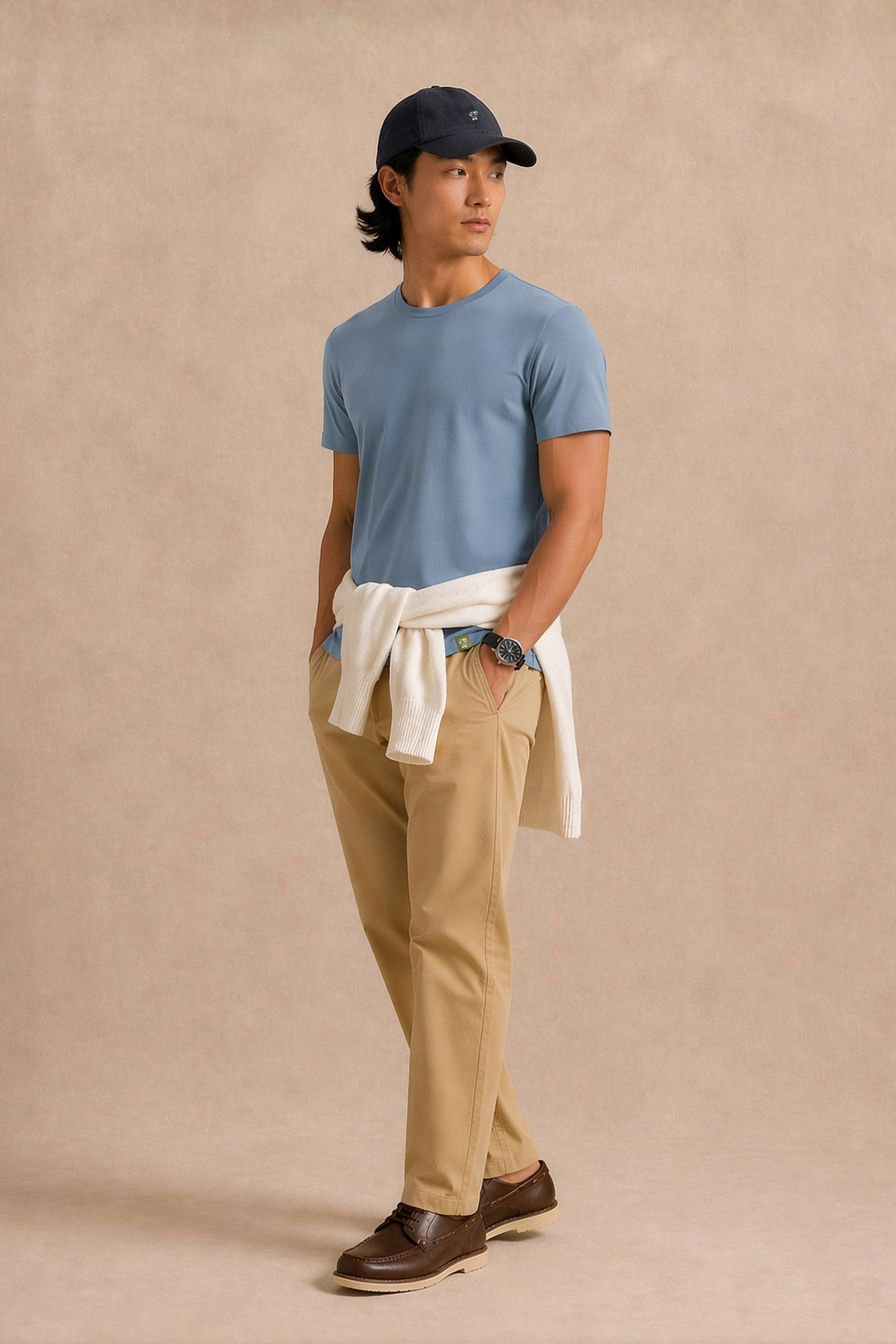 T-Shirt Antimanchas Azul Chino - Talla Regular