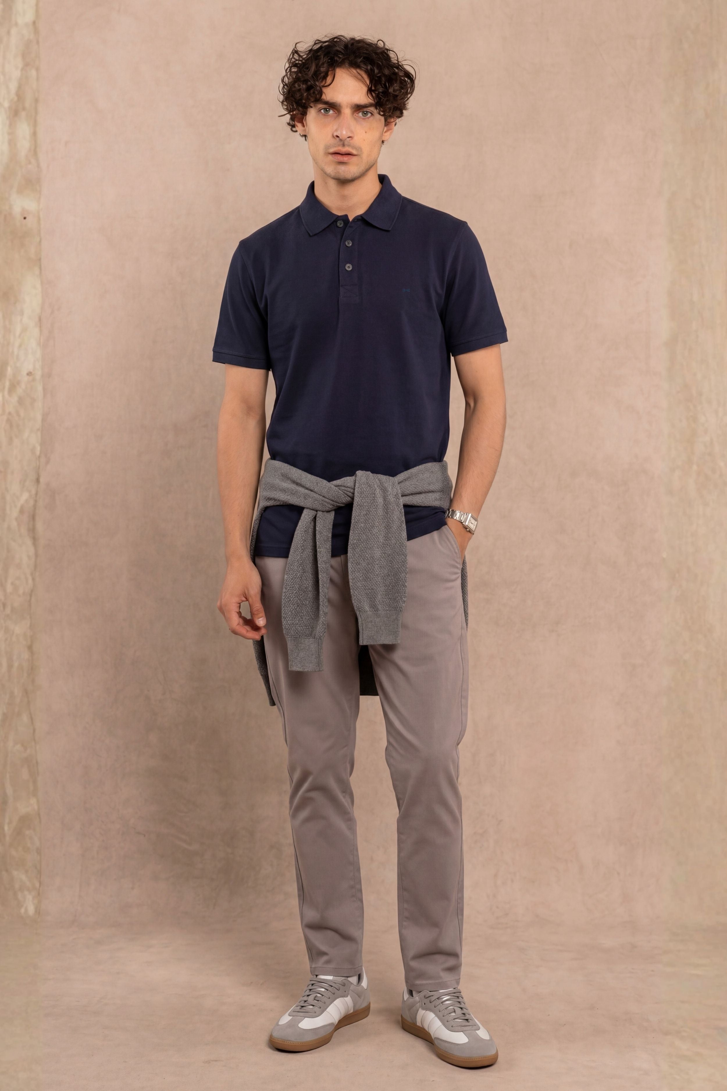 Polo Antimanchas Cuello Rígido Azul Navy