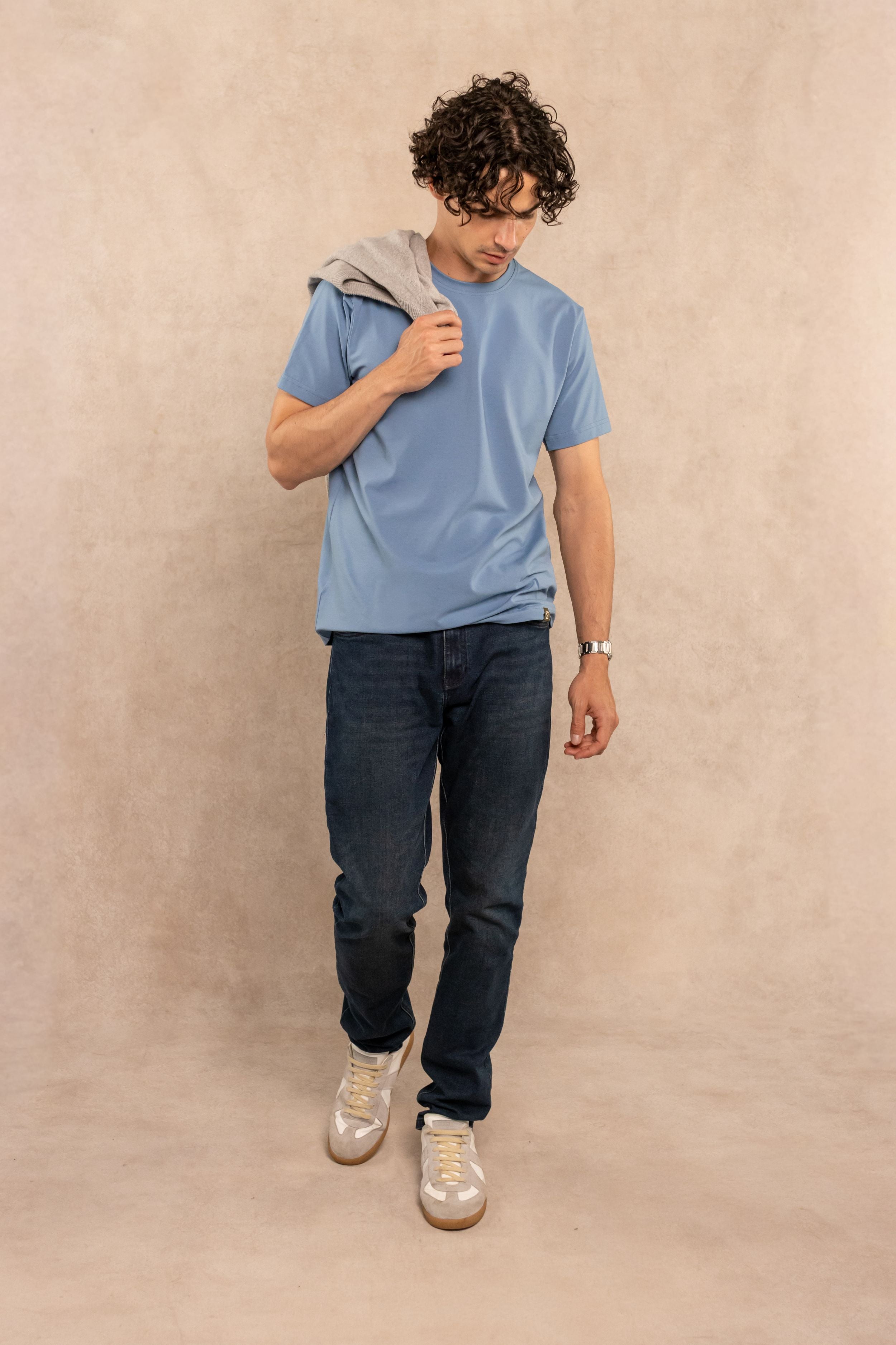 T-Shirt Antimanchas Azul Chino - Talla Regular