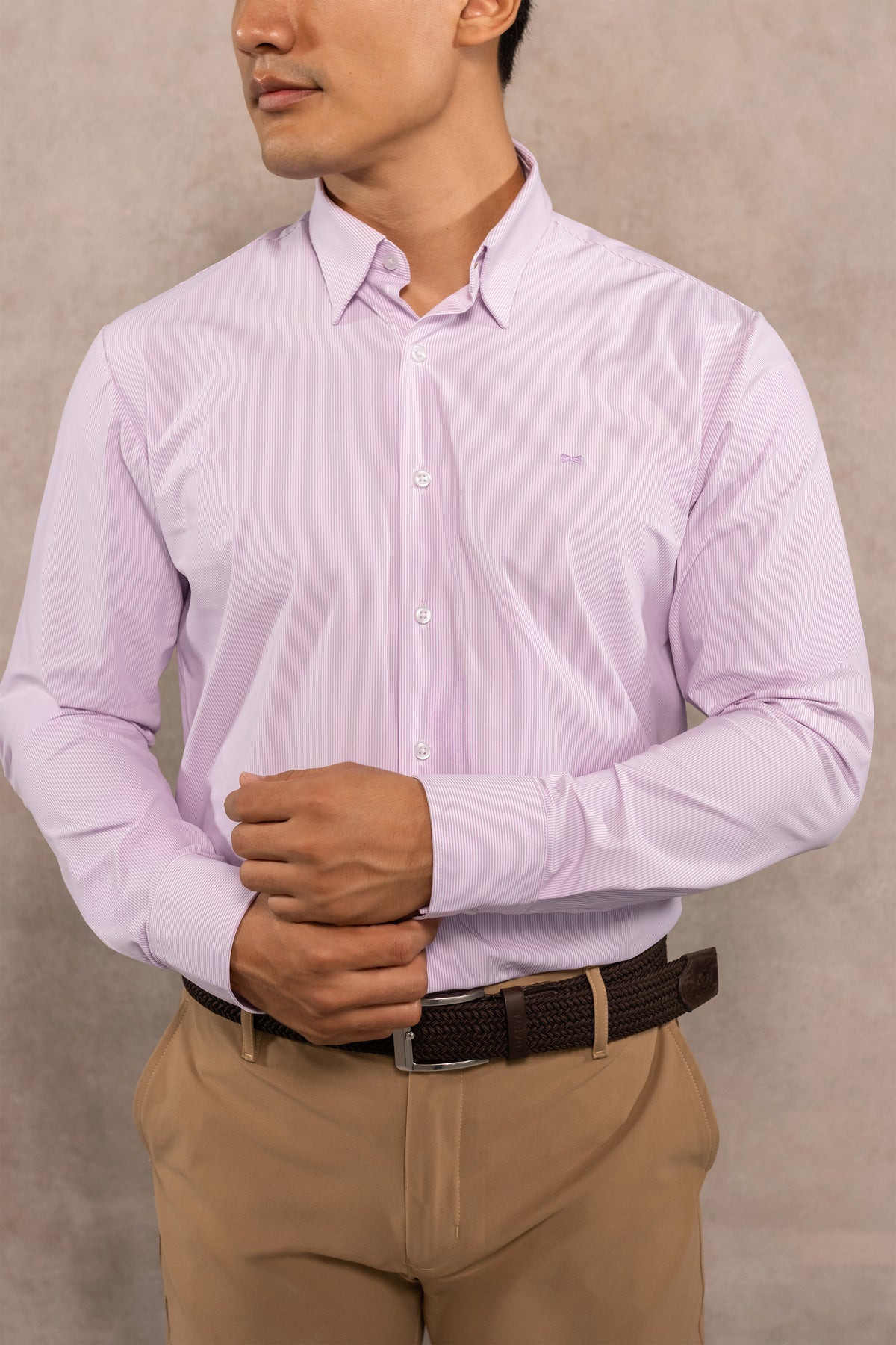 Camisa Performance Oxford Rayas Lila