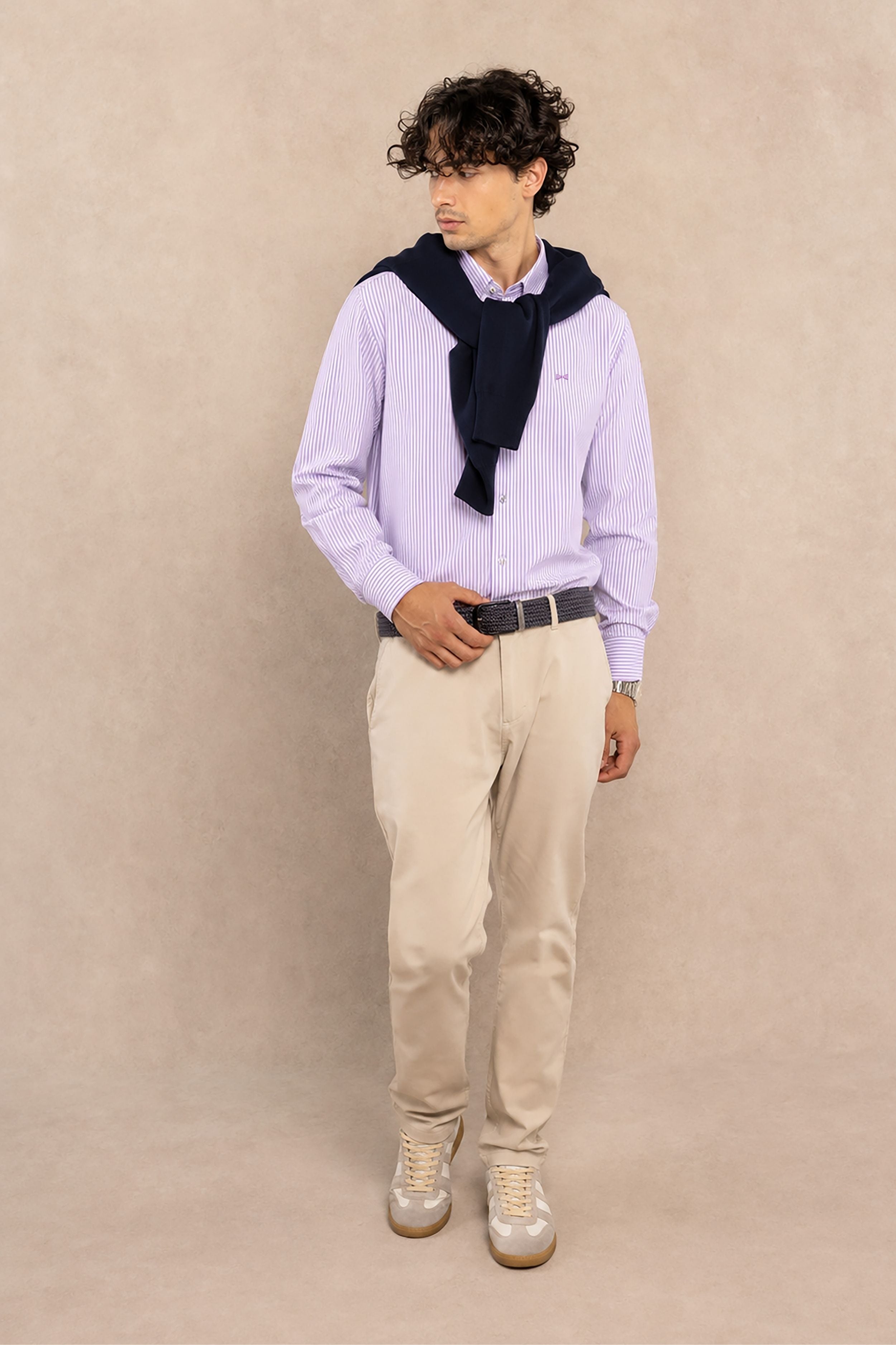 Camisa Performance Oxford Rayas Lila