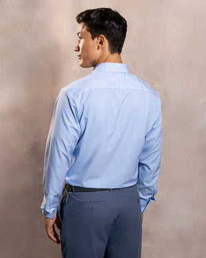 Camisa Performance rayas azul claro antiarrugas para hombre marca DANTE tallaje regular fit foto espaldas