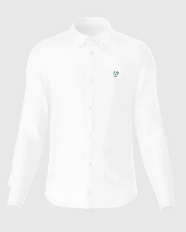 Camisa Antimanchas Oxford Blanco Logo Azul Medio