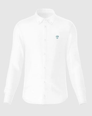 Camisa antimanchas Popelina Blanco Logo Azul Claro para hombre marca DANTE tallaje regular fit foto mockup