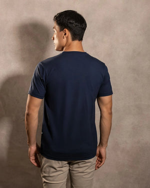 Camiseta antimanchas Dark Blue hombre marca DANTE tallaje regular fit foto espalda