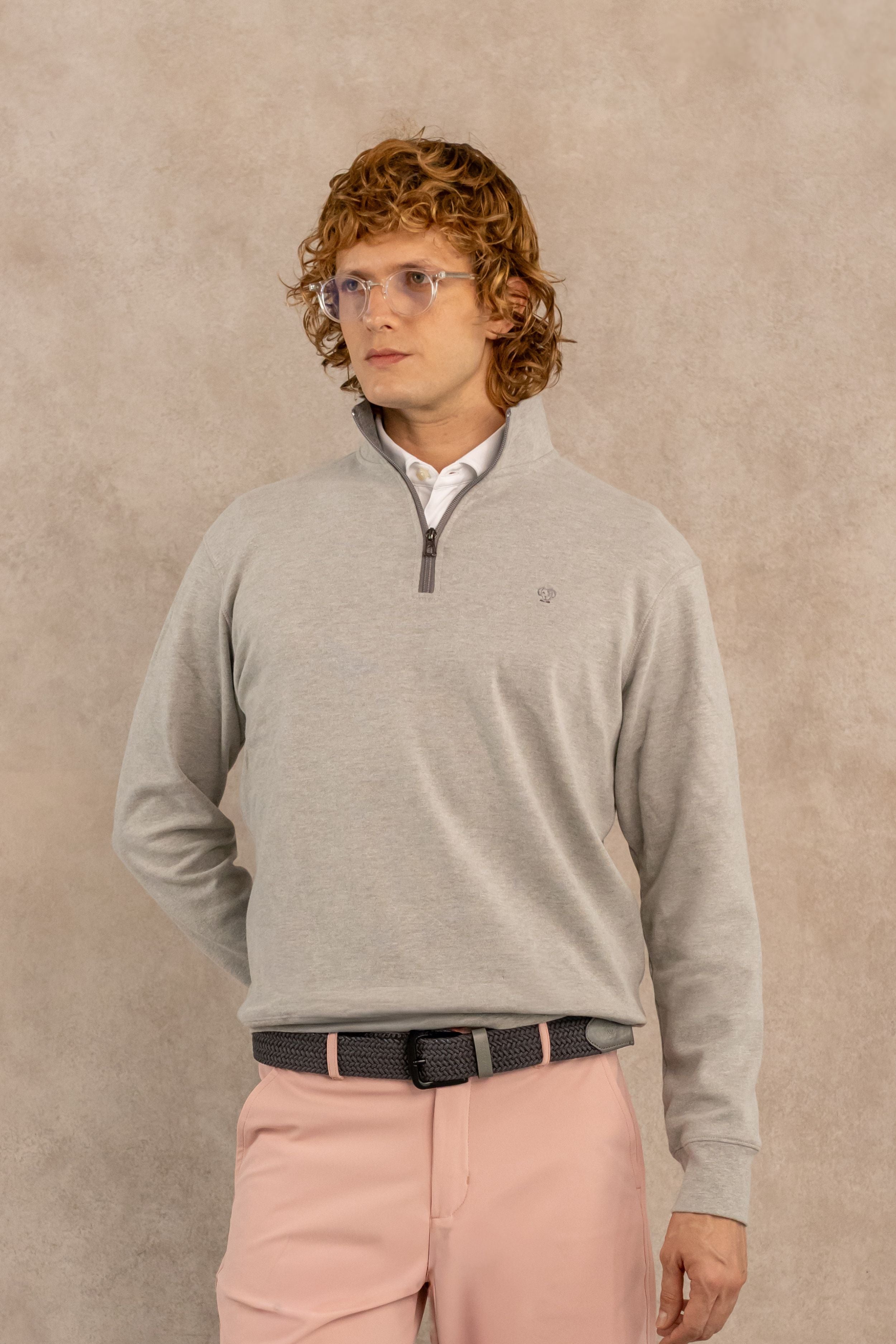Halfzip Antimancha Gris Jaspe