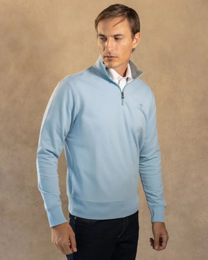 Halfzip Antimanchas azul celeste mujer mara DANTE tallaje regular fit foto modelo 2