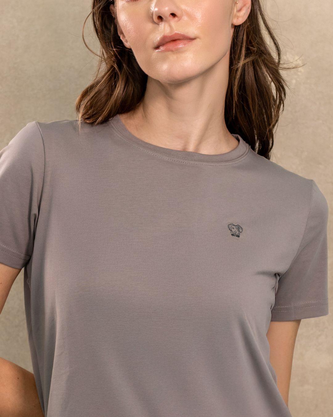 T-Shirt Antimanchas de Mujer Gris Claro - Talla Regular