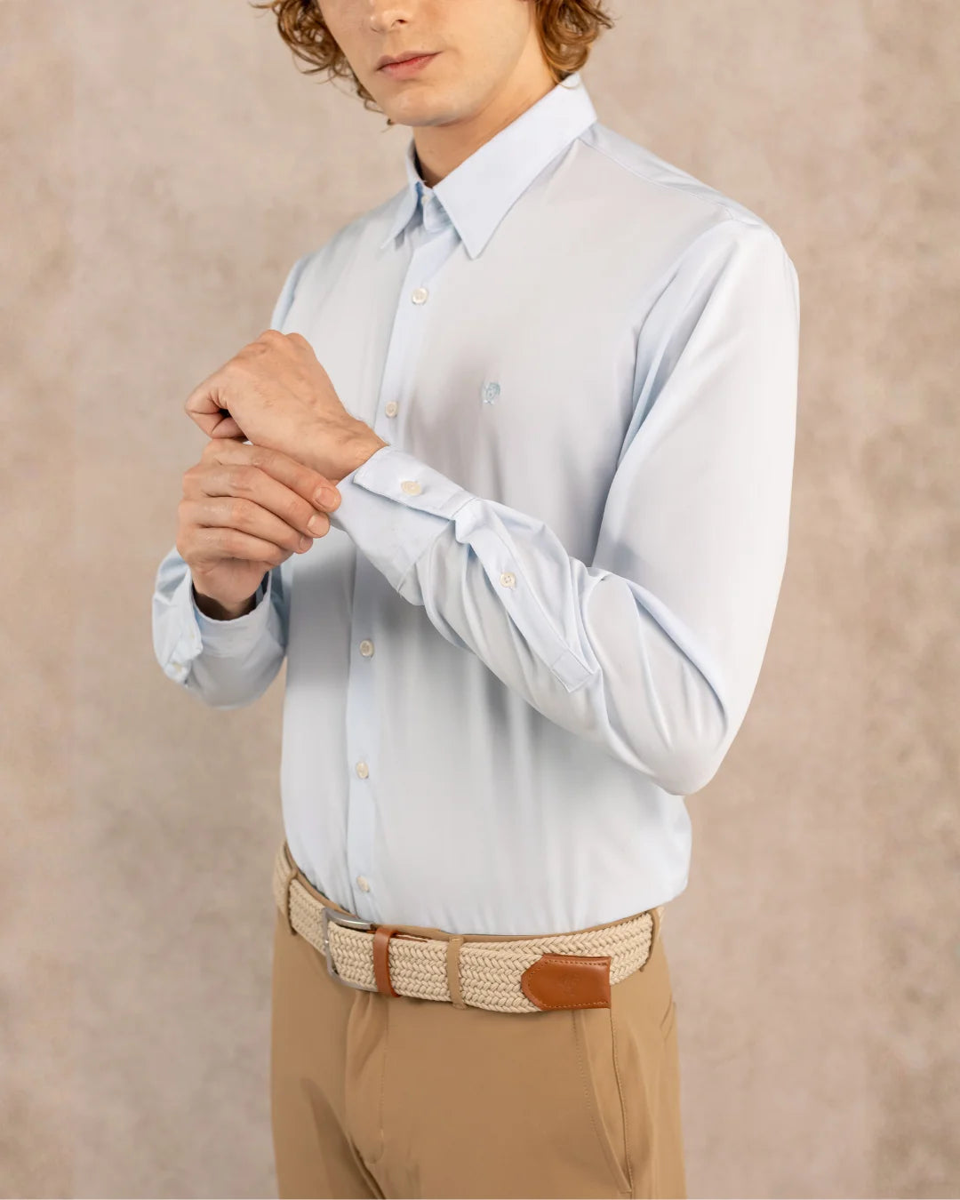 Camisa Performance Antiarrugas Azul Claro