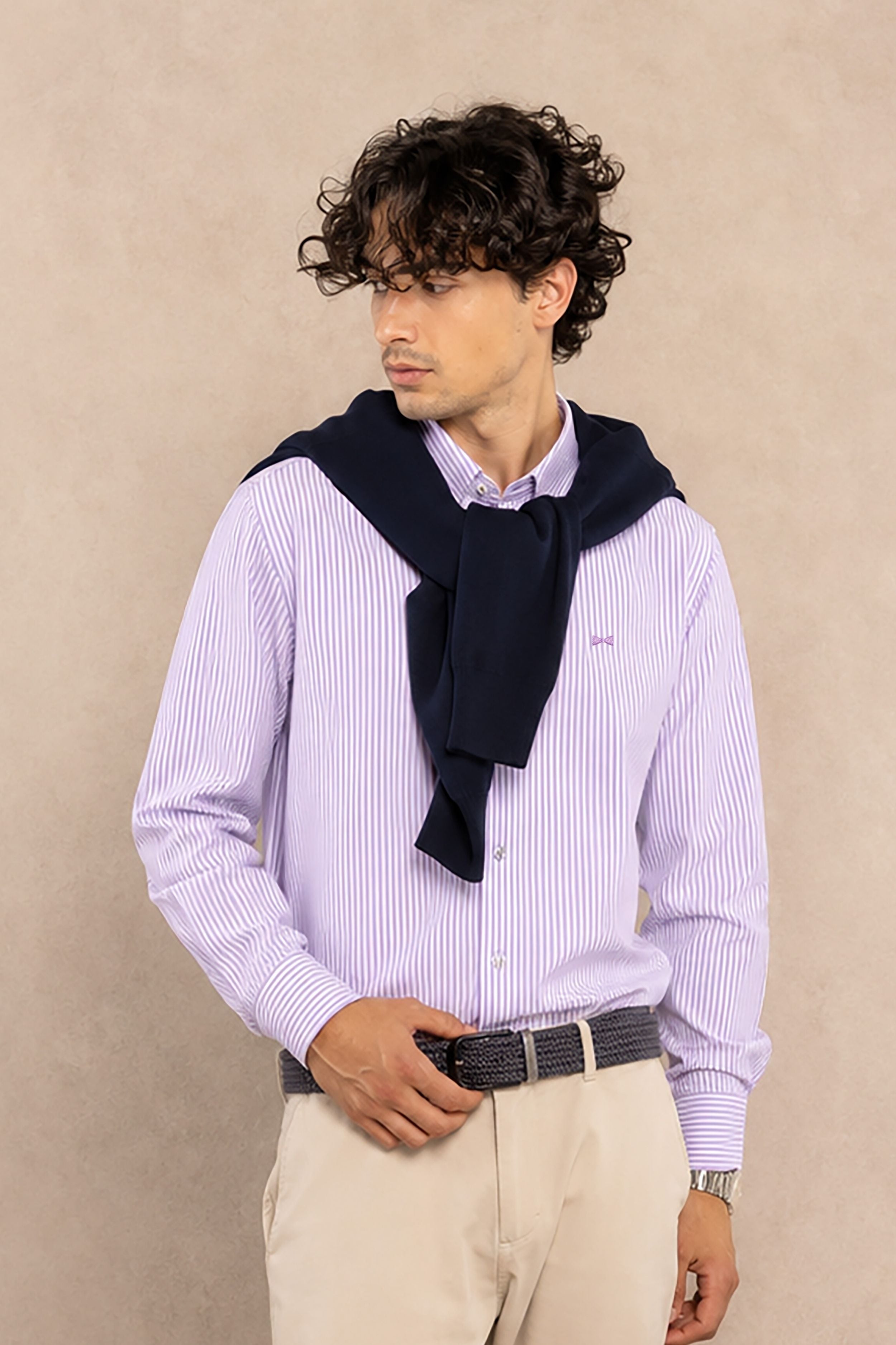 Camisa Performance Oxford Rayas Lila