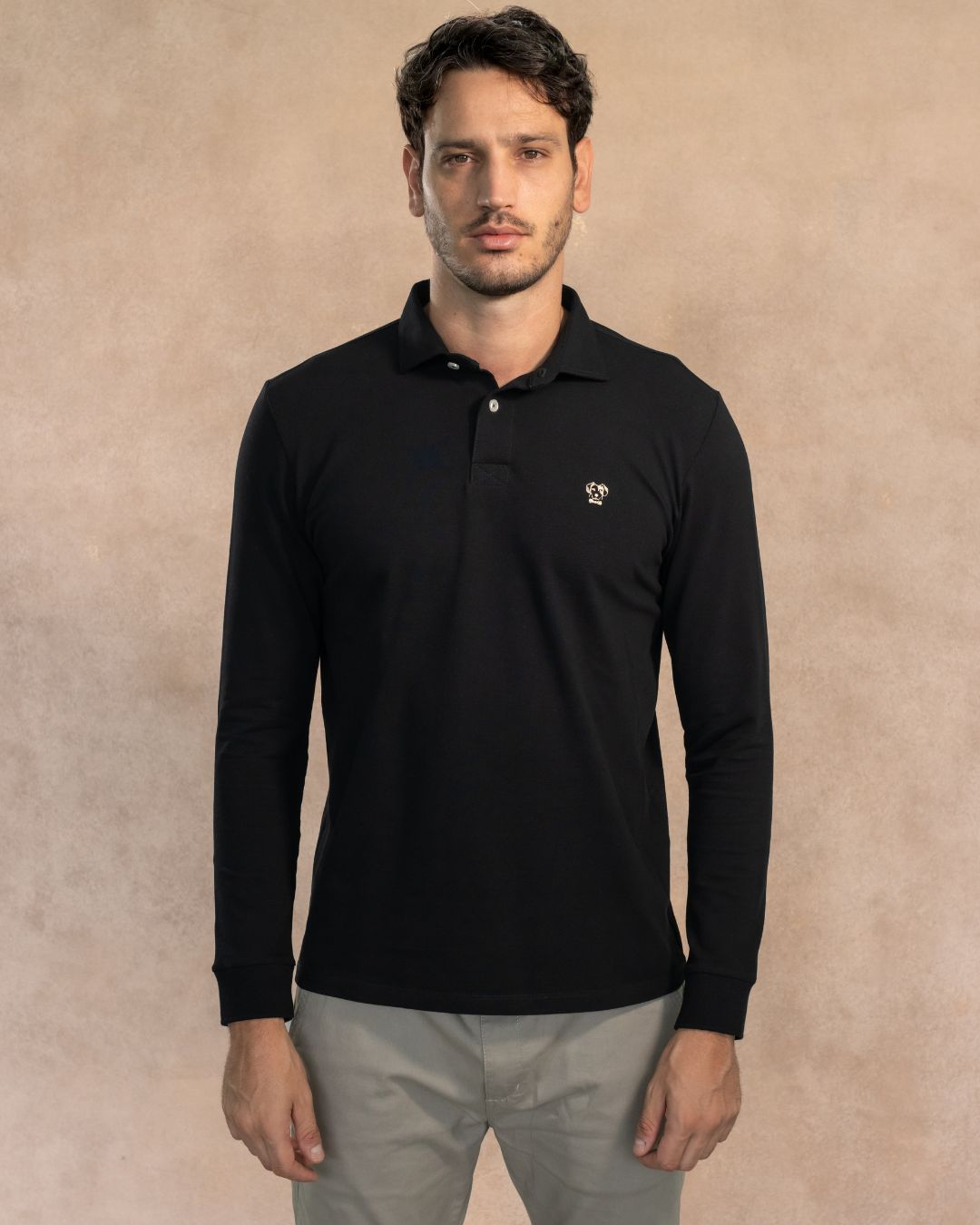 Polo Antimanchas Manga Larga Negro