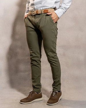 Pantalón Elástico Verde Claro para hombre marca DANTE tallaje regular fit foto