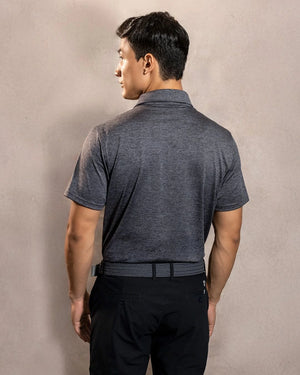 Polo Performance Antiarrugas Gris Jaspe para hombre marca DANTE tallaje regular fit foto espaldas