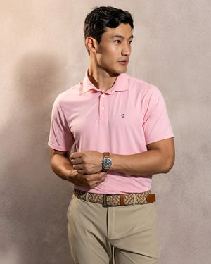 Polo Performance Antiarrugas Peach para hombre marca DANTE tallaje regular fit foto modelo2