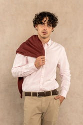 Camisa Antimanchas Oxford Pink Logo Contraste