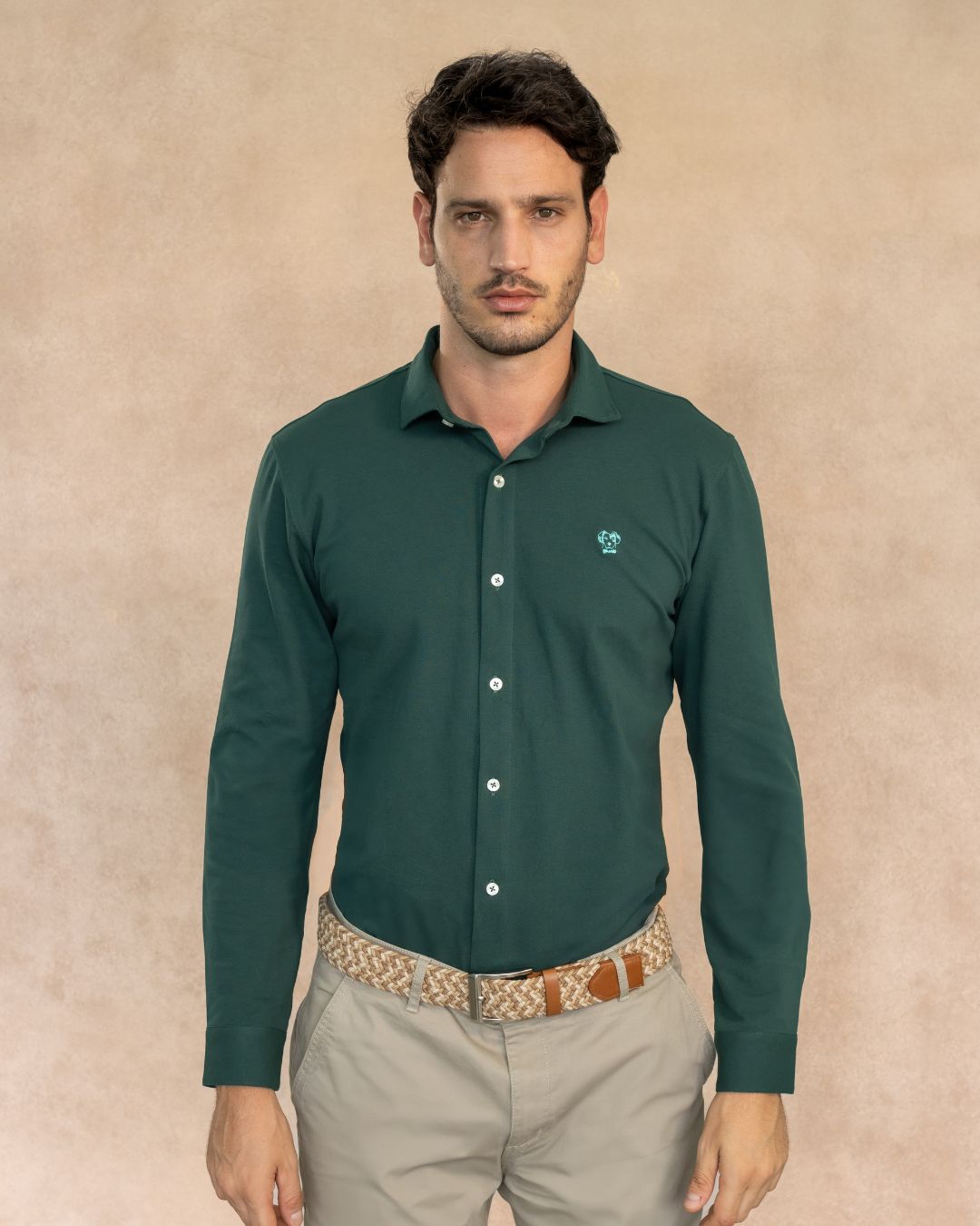 Camisa Antimanchas Piqué Verde Esmeralda