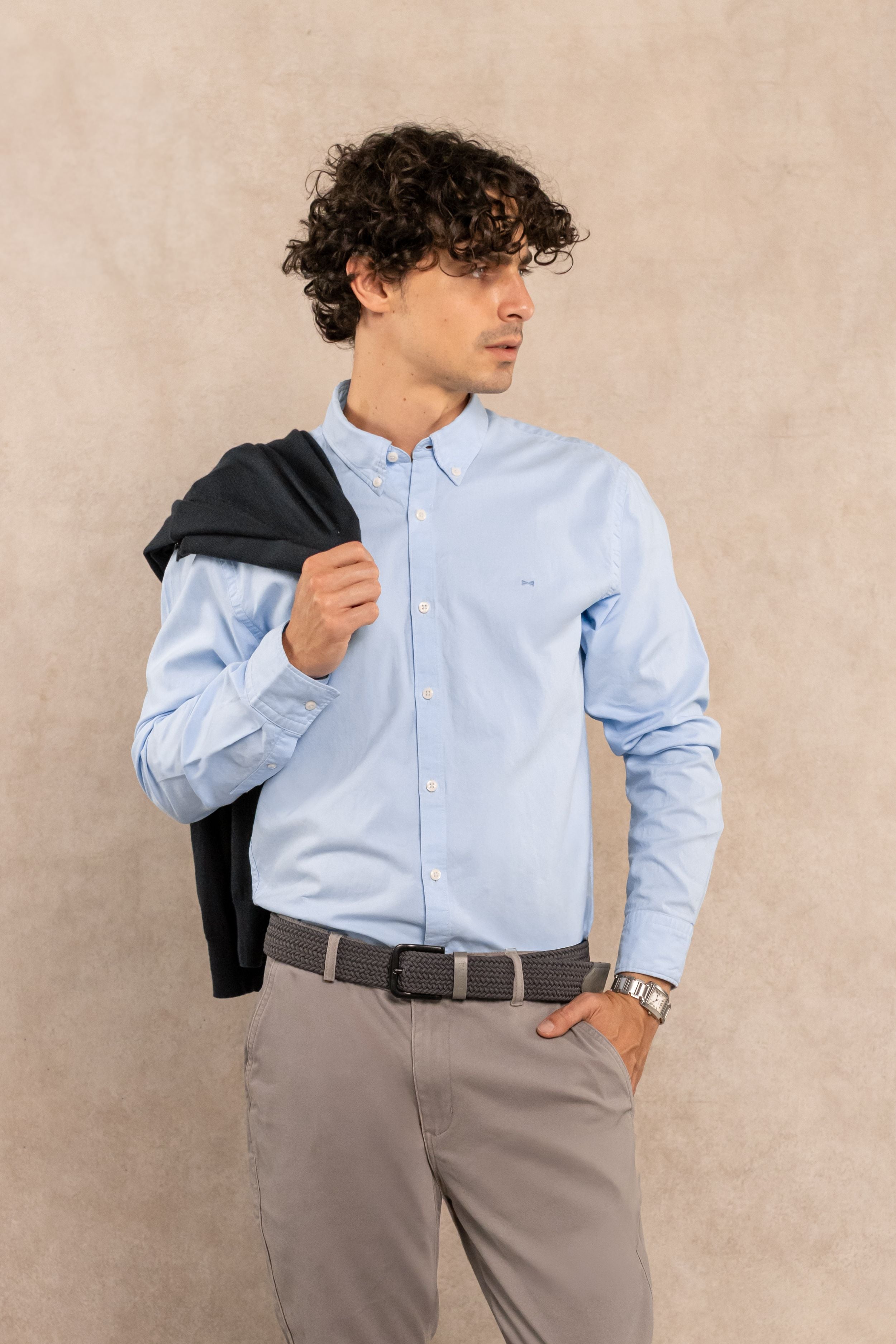 Camisa Antimanchas Popelina Light Blue - Talla Regular