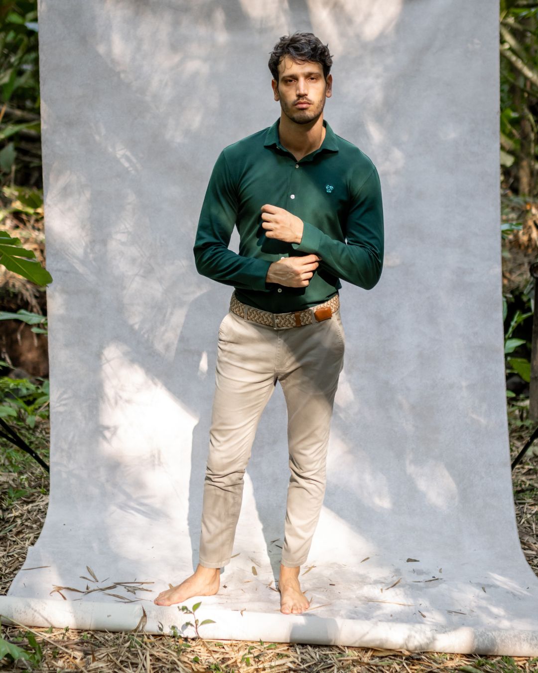 Pantalon Beige Outfit Camisa Verde Claro Hombre Pantalon Beige