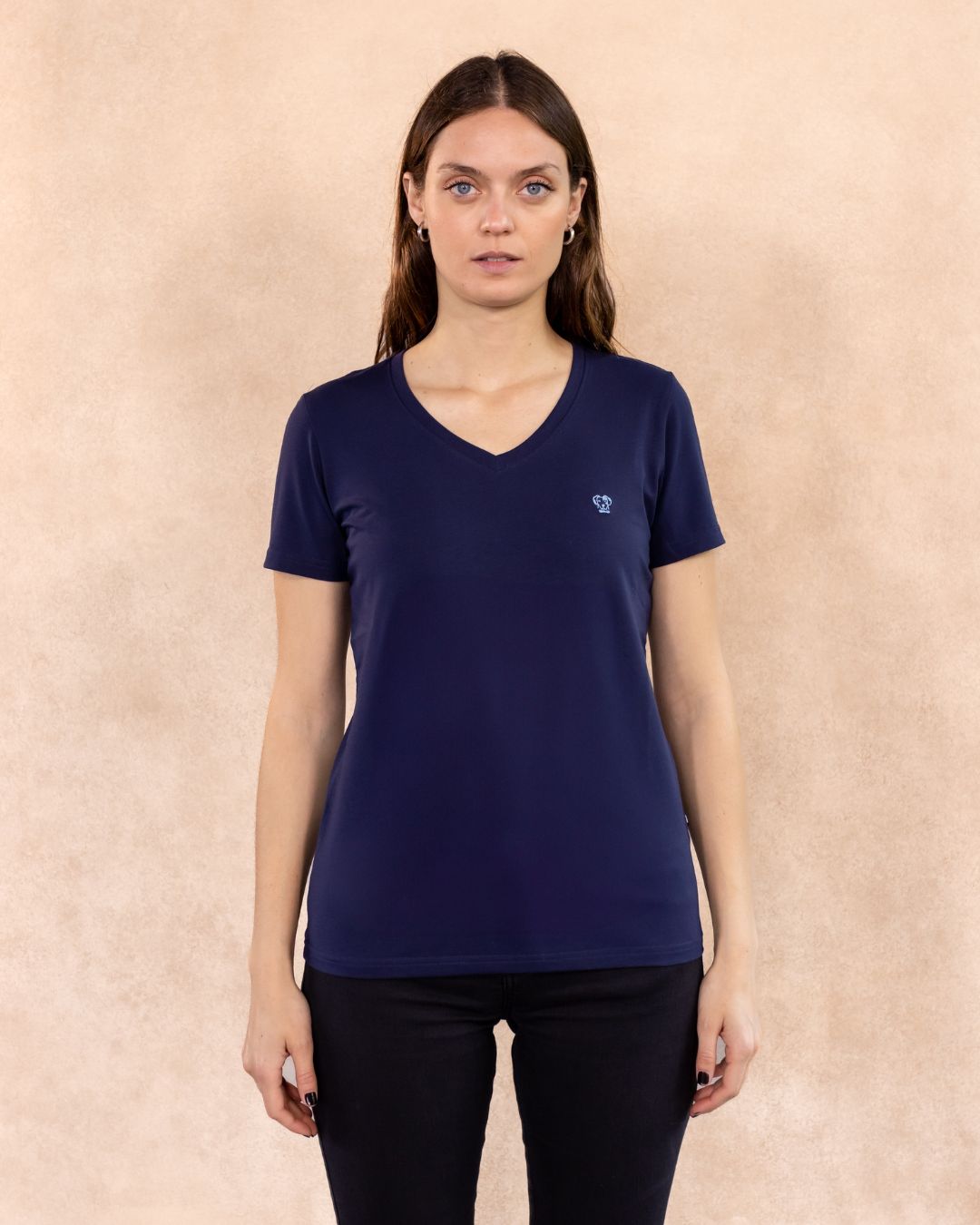 Camiseta Antimanchas Cuello V Azul Navy - Talla Regular