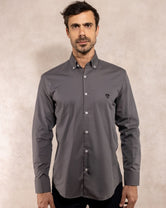 Camisa Antimanchas Popelina Gris Oscuro - Talla Regular