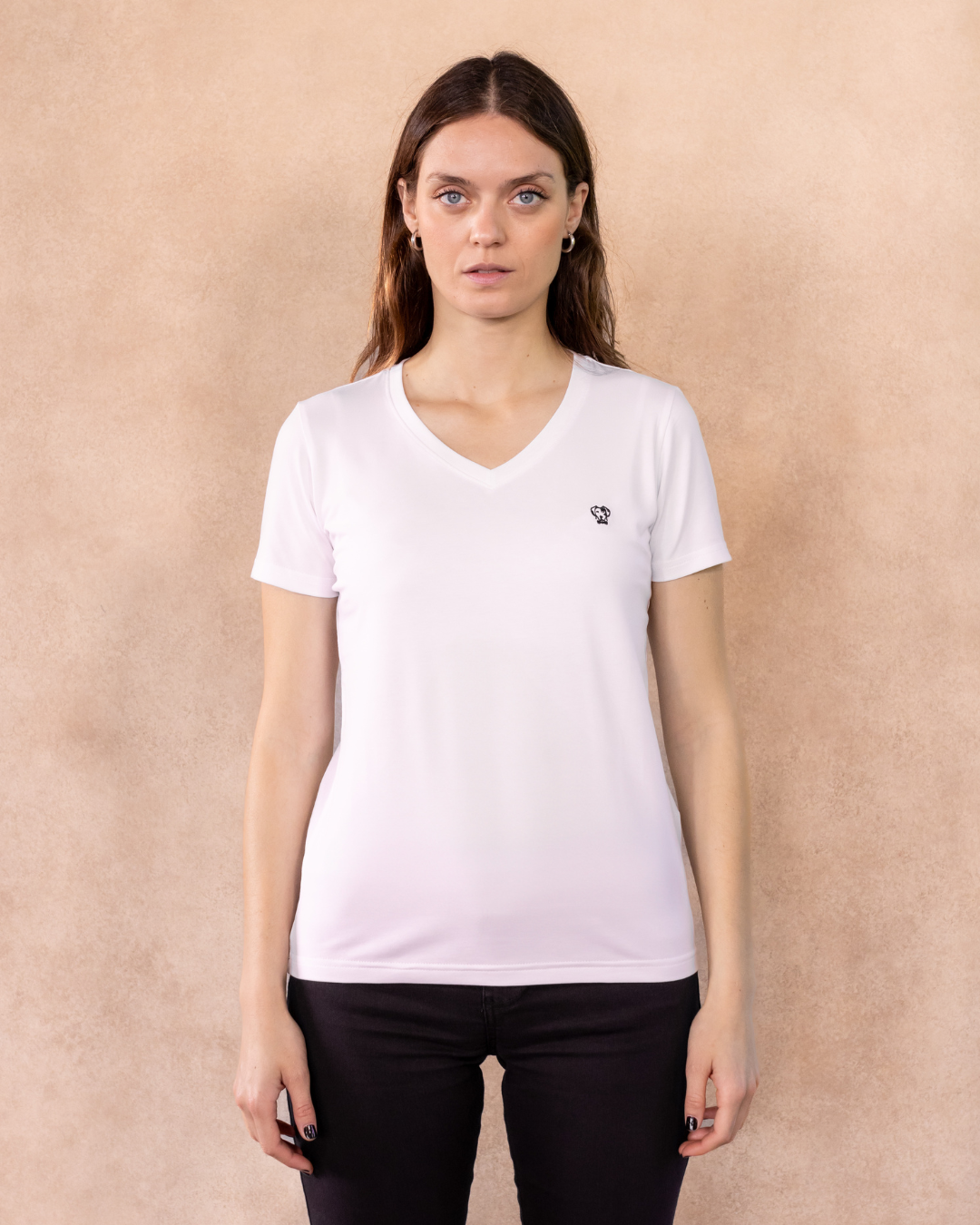 Camiseta Antimanchas Cuello V Blanca  - Talla Regular