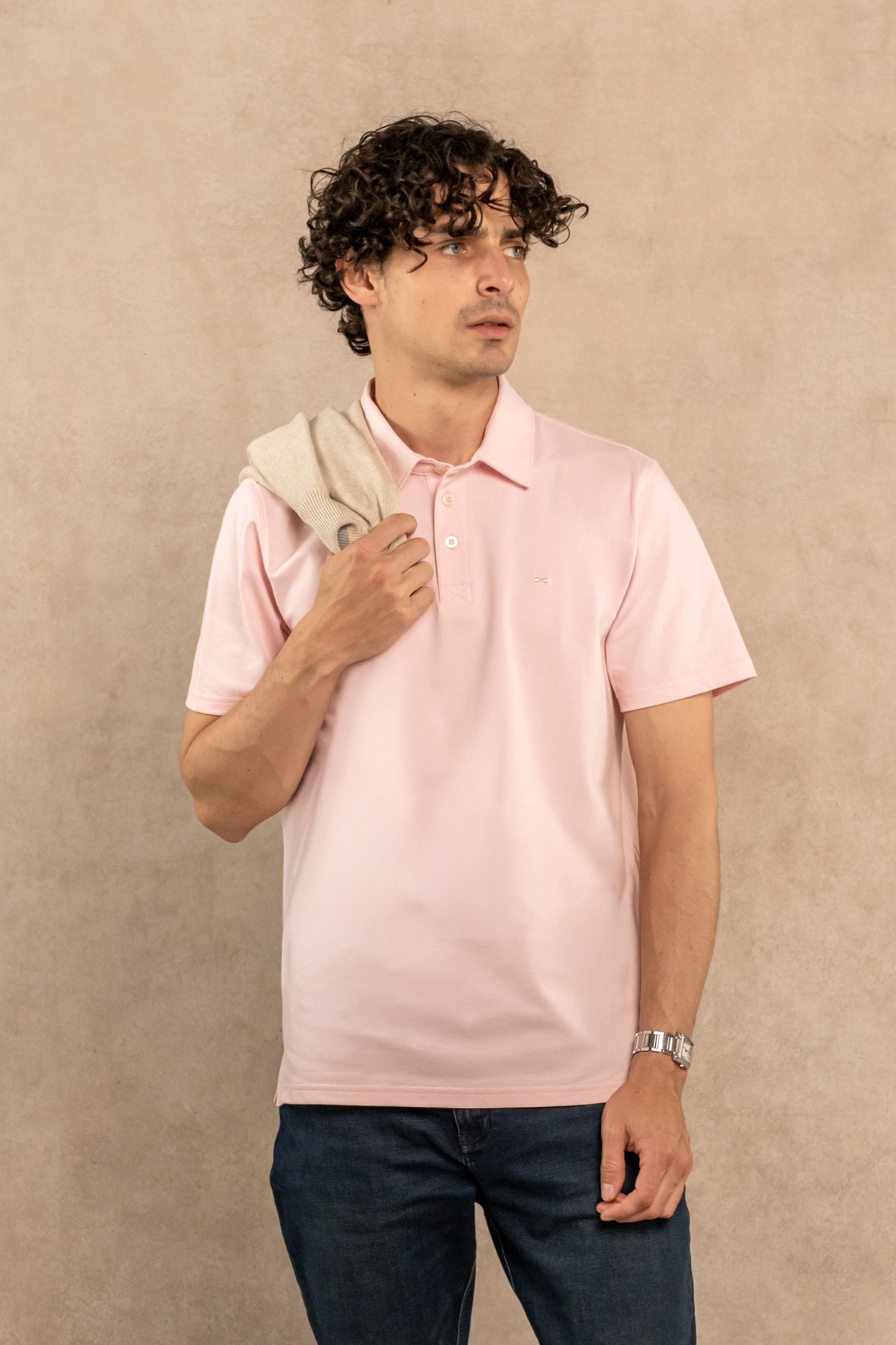 Polo Antimanchas Cuello Rígido Rosado