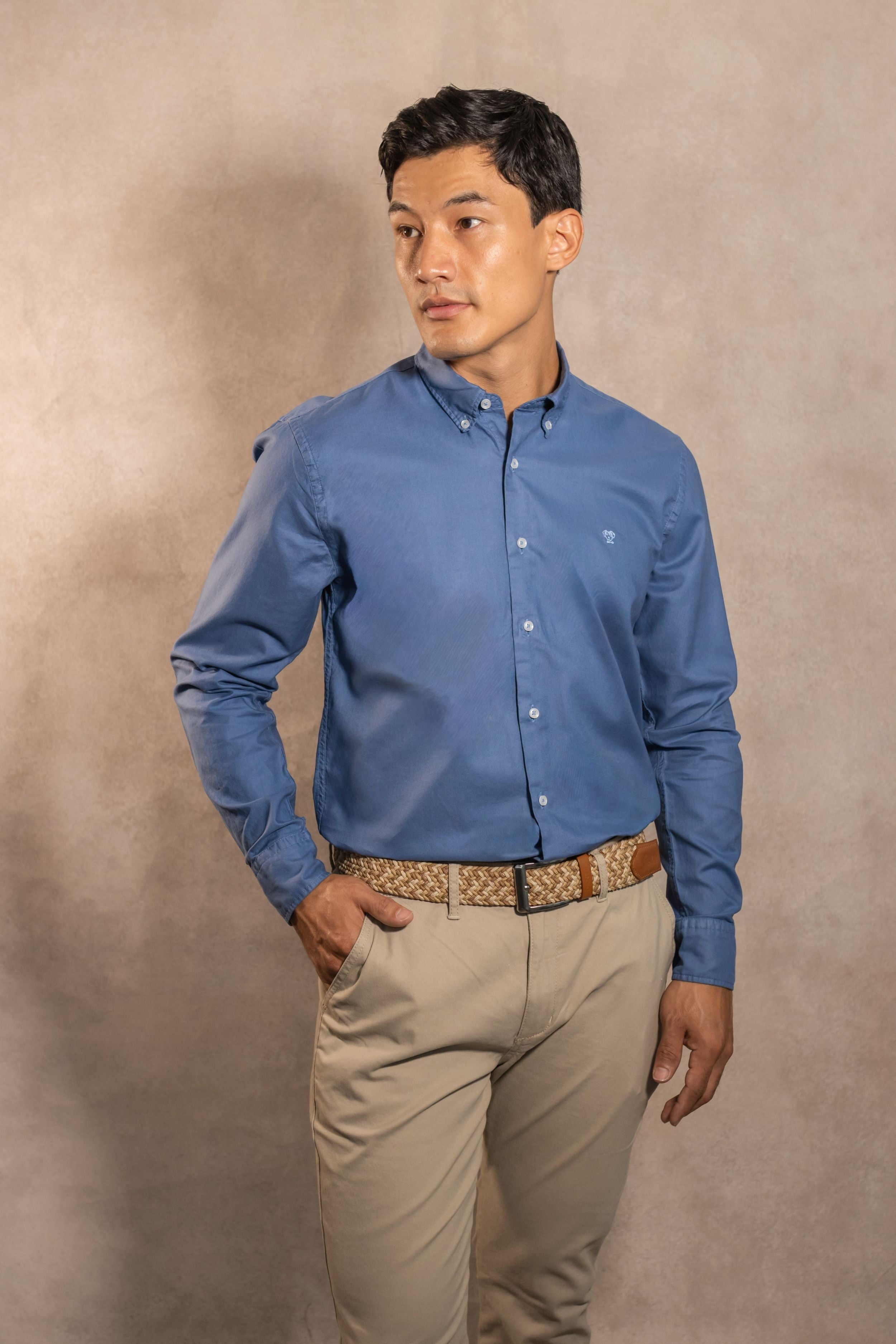 Camisa Antimanchas Oxford Azul Chino - Talla Regular