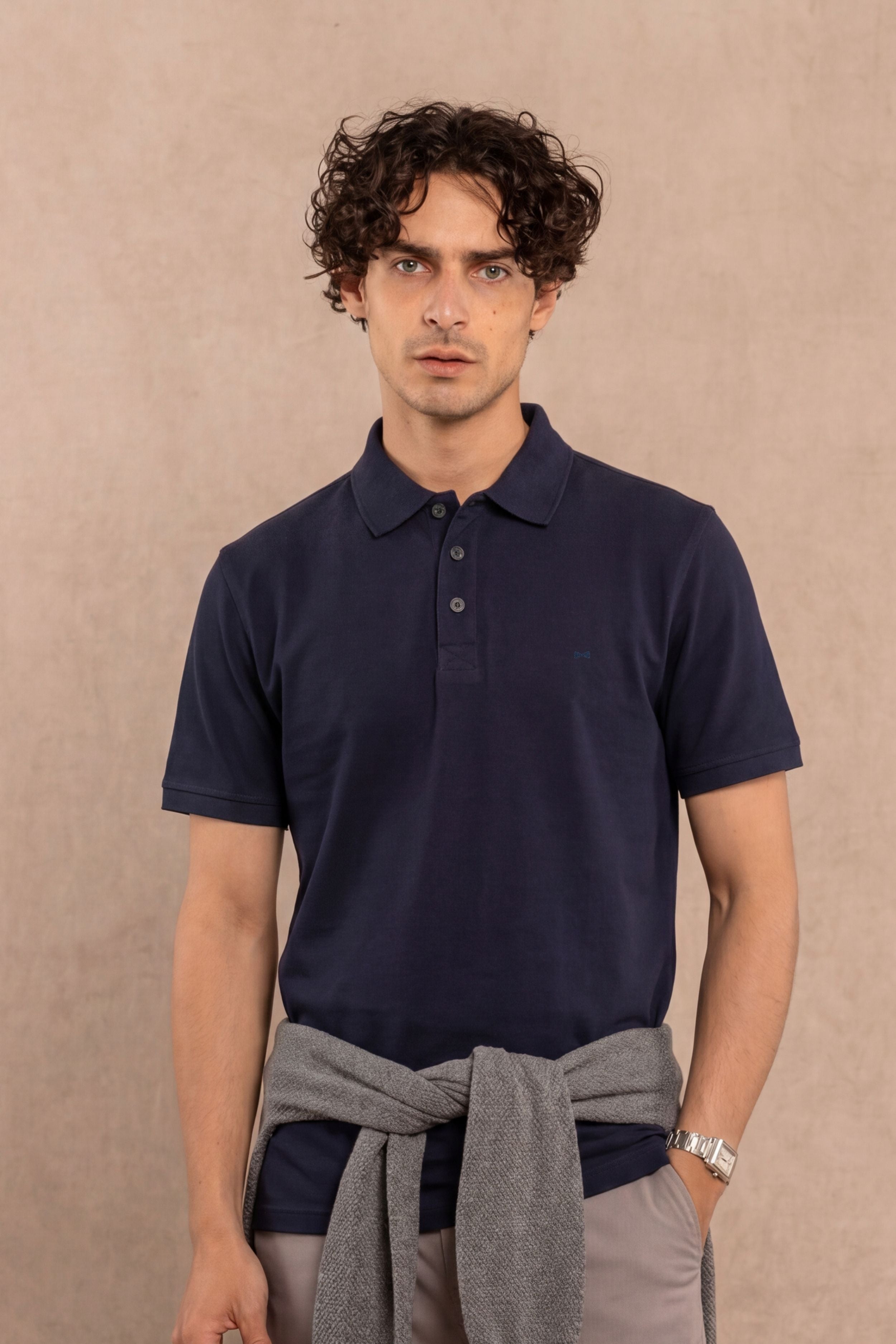Polo Antimanchas Cuello Rígido Azul Navy