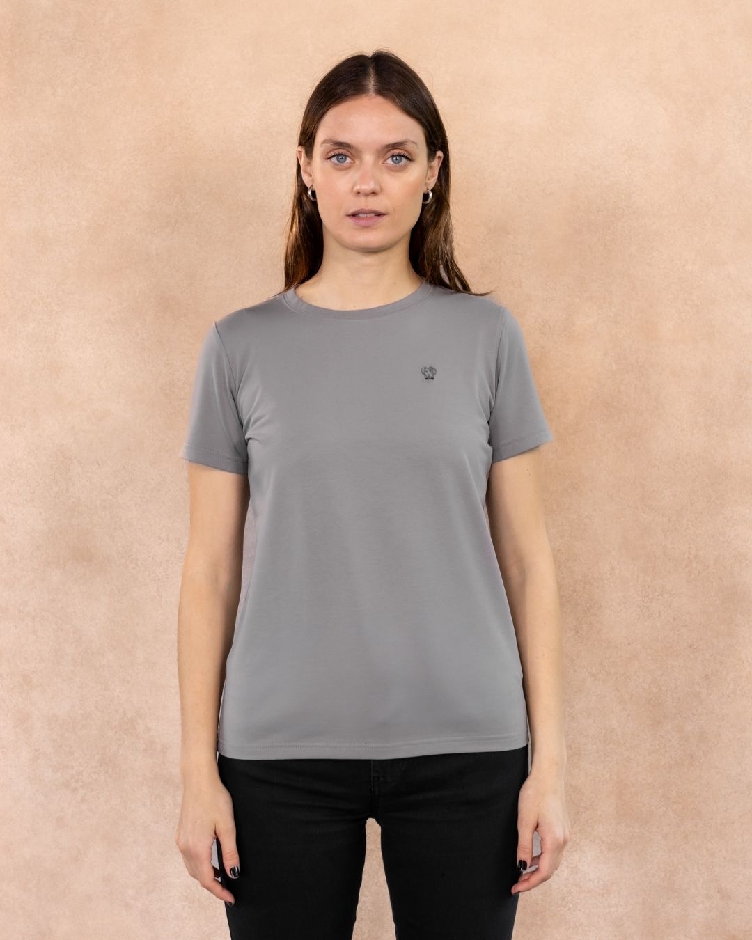 Camiseta Antimanchas de Mujer Gris Claro - Talla Regular