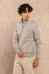 Halfzip Algodon Peinado Antiarrugas Gris Claro