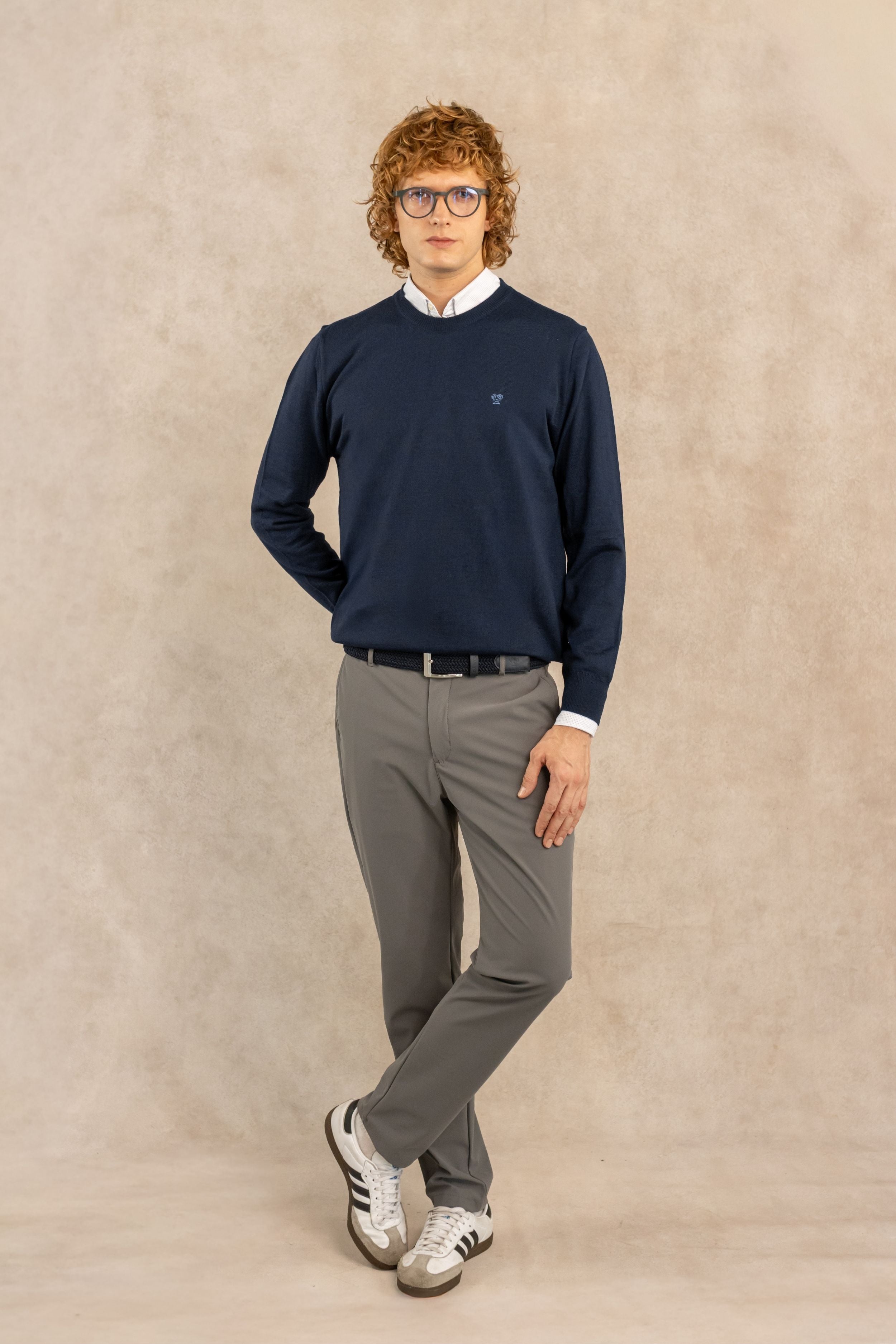 Sueter Merino Antiarrugas Azul Oscuro