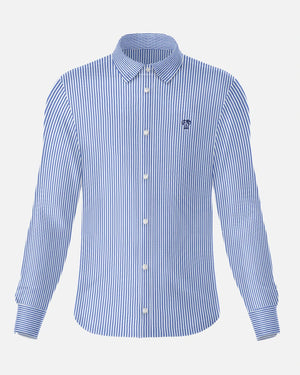 Camisa Performance Rayas Azul Oscuro antiarrugas para hombre marca DANTE tallaje regular fit foto mockup