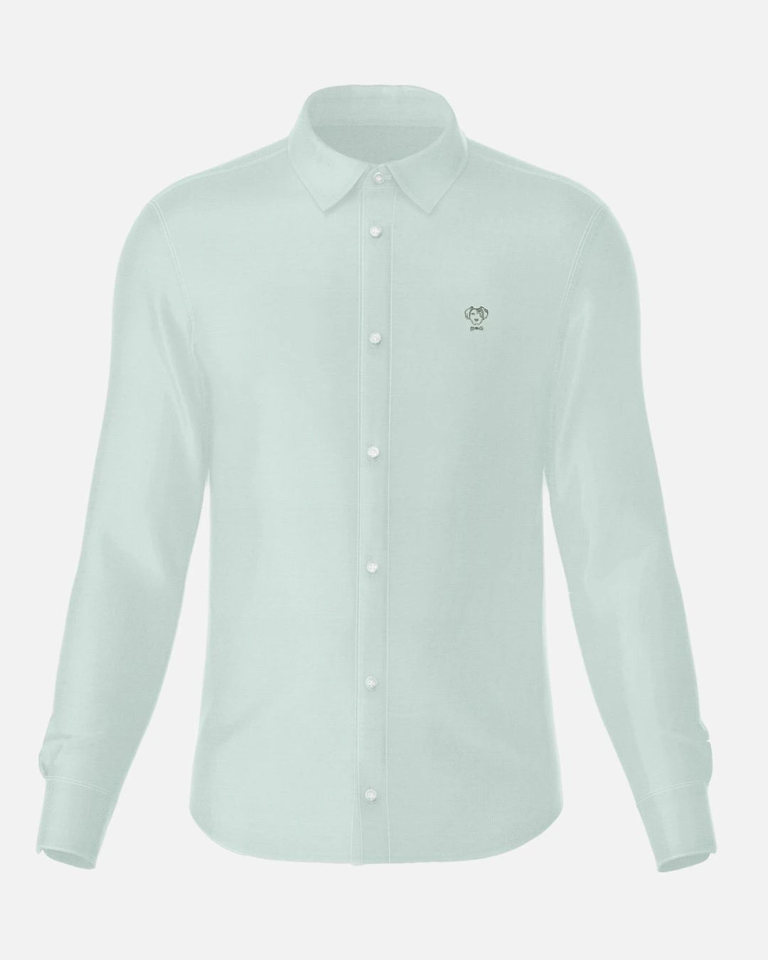 Camisa Performance Verde Sage antiarrugas para hombre marca DANTE tallaje regular fit foto mockup