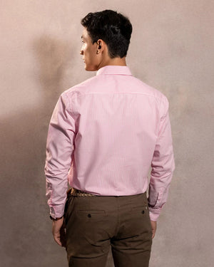Camisa antimanchas Popelina Rayas Rosadas para hombre marca DANTE tallaje regular fit foto espalda