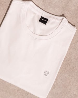 Camiseta antimanchas Blanca Logo Gris hombre marca DANTE tallaje regular fit foto
