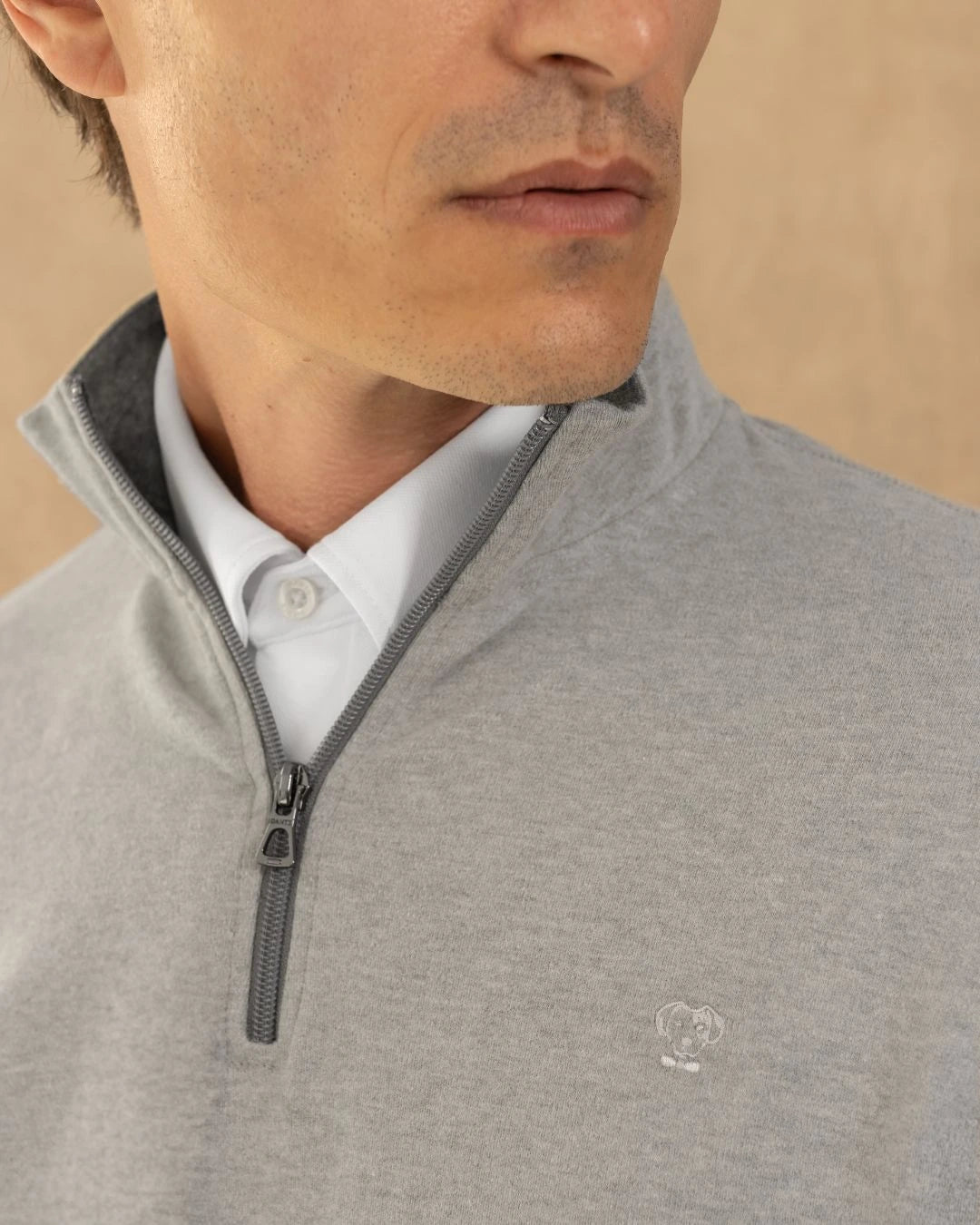 Halfzip Antimancha Gris Jaspe