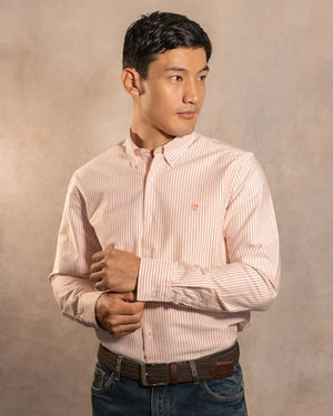 Camisa Antimanchas Oxford Rayas Coral
