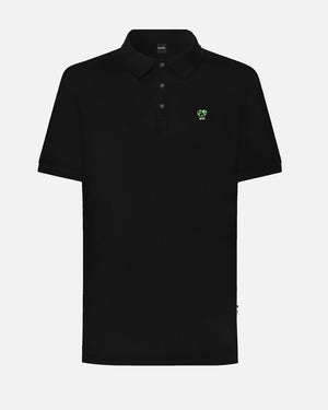 Polo Antimanchas Negro Detail Logo Verde - Talla Regular