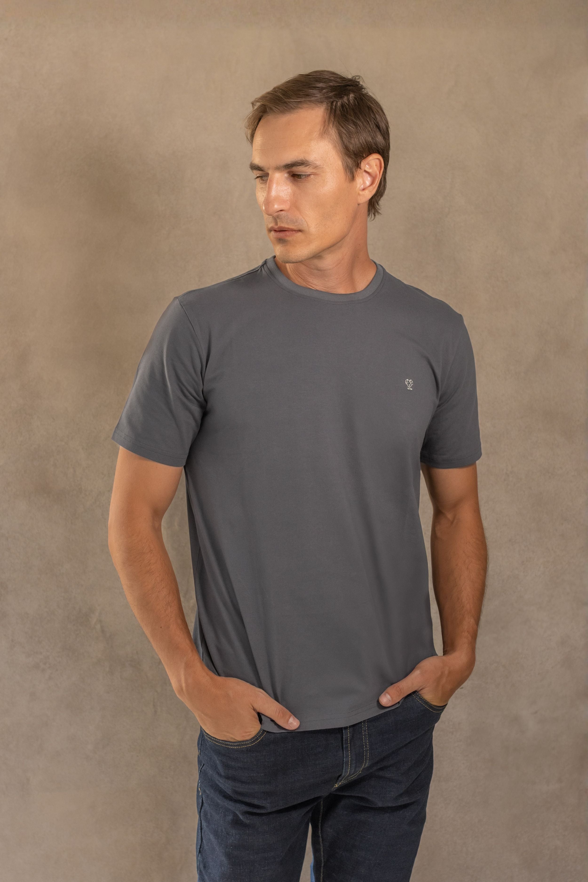 T-Shirt Antimanchas Gris Oscuro - Talla Regular