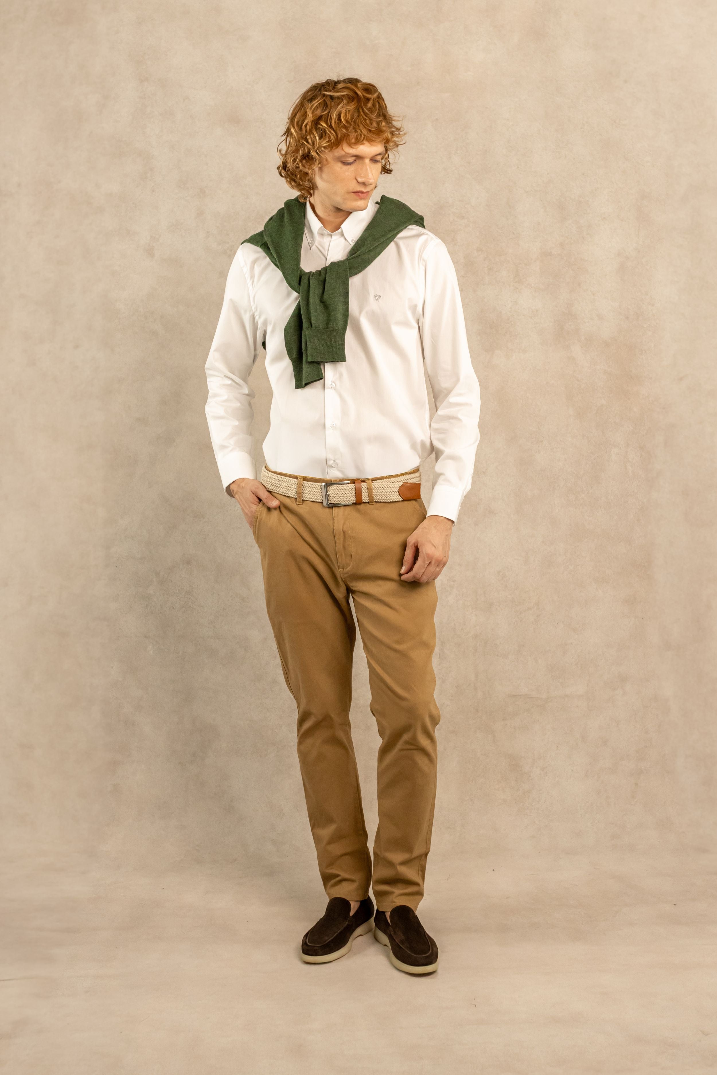 Camisa Antimanchas Popelina Blanca Logo Gris Claro - Talla Regular